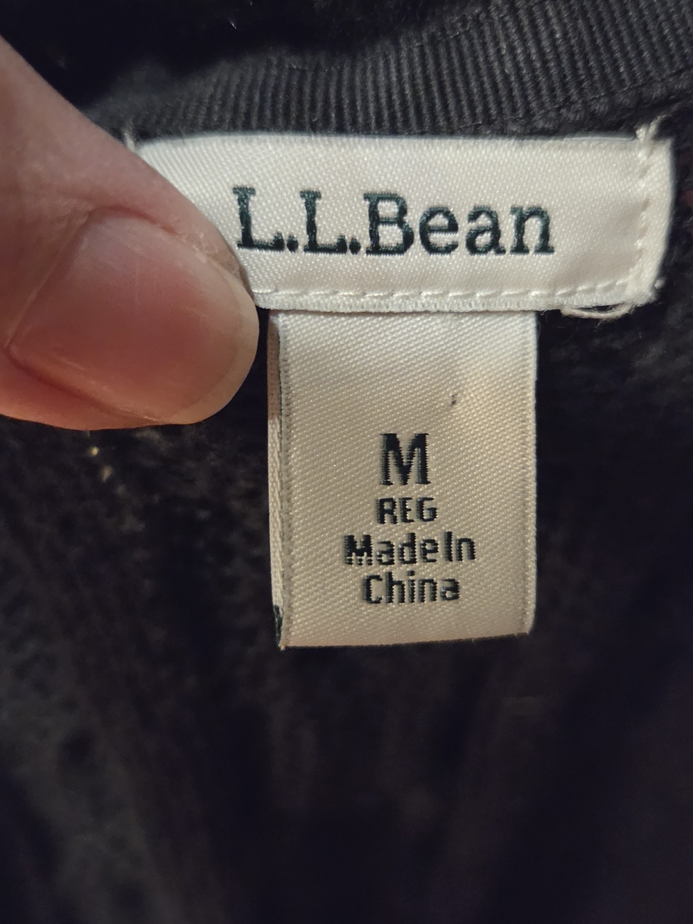 L.L. Bean Black 100% Cotton Cable-Knit Zip Mock Neck Sweater - Picture 5 of 5